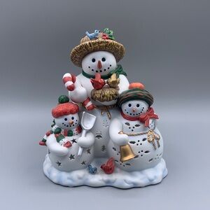 PartyLite Snowbell Tea light Holder P9892 Trio Snow women Children Cardinals